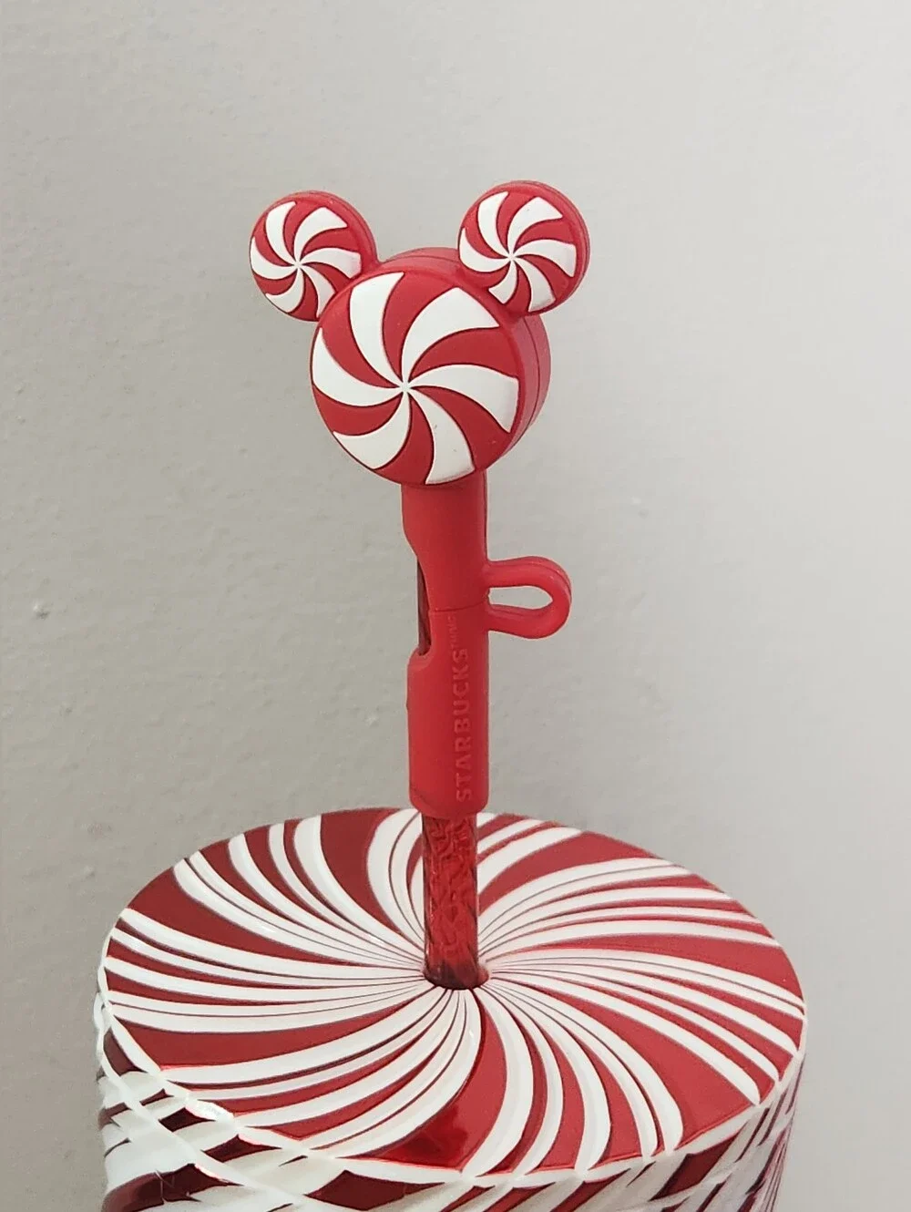 Disney Parks Peppermint Swirl 24 oz. Starbucks Travel Tumbler with Straw